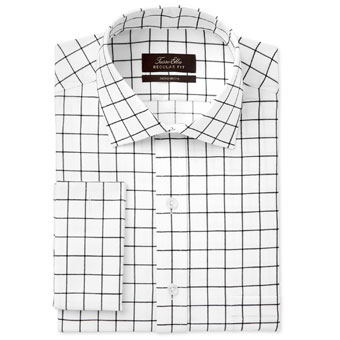 Classic-Regular-Fit-Black-White-Windowpane-French-Cuff-Dress-Shirt