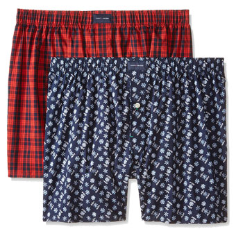 Tommy-Hilfiger-Red-Plaid-Snow-Flake-Woven-Boxers
